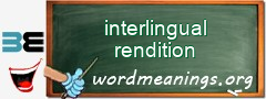 WordMeaning blackboard for interlingual rendition